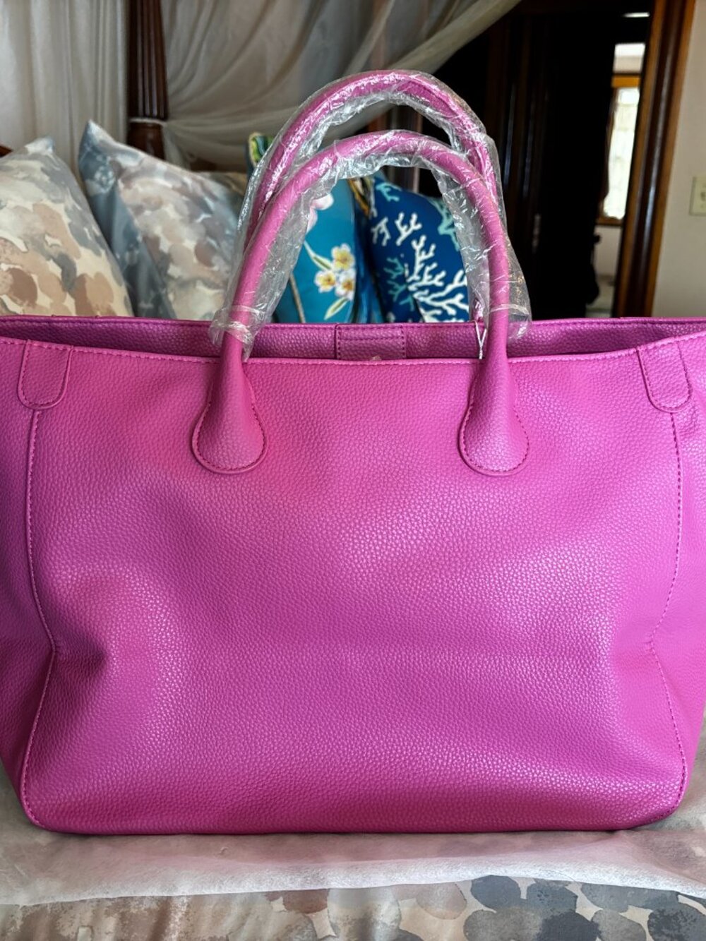 Bloc Bags Hot Pink Faux Pebbled Leather 24/7 Tote NWT